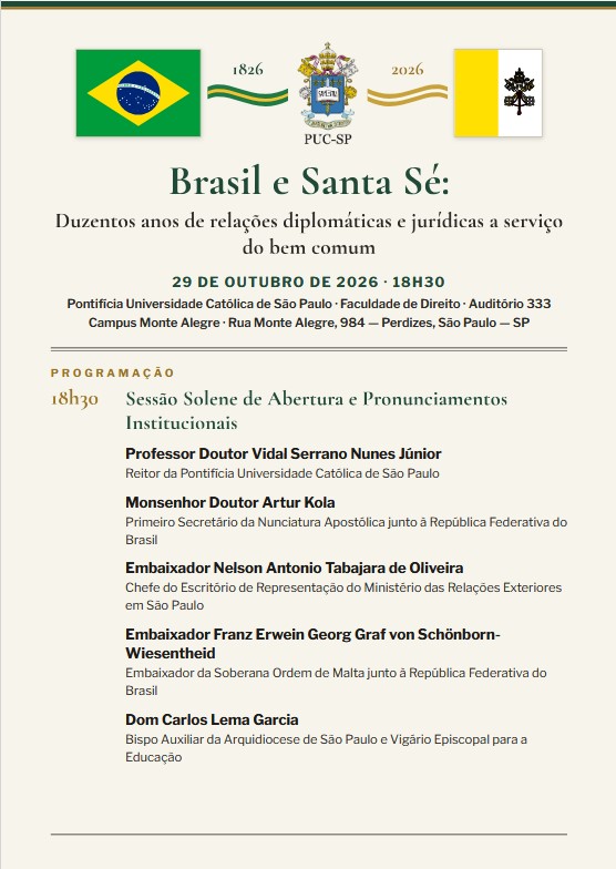 Wagner Balera e Bruno José Queiroz Ceretta convidam para encontro sobre os 200 anos das relações entre Brasil e Santa Sé