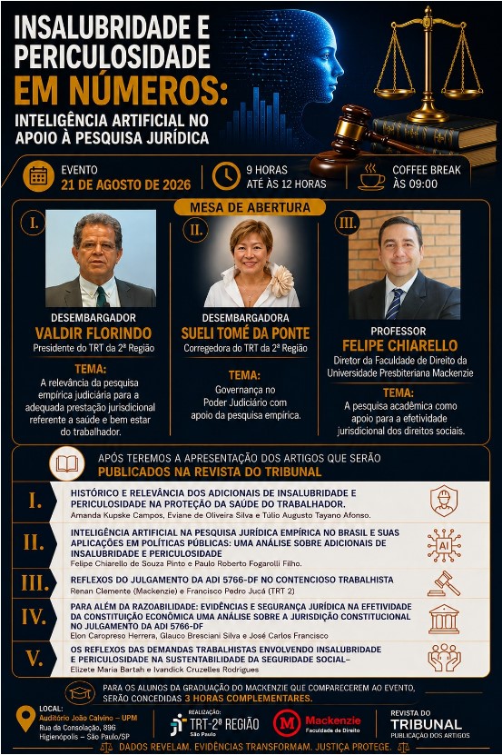 Valdir Florindo participa de evento sobre inteligência artificial, insalubridade e pesquisa jurídica