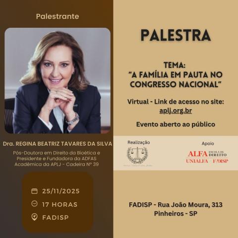 Convite: Palestra virtual "A família em pauta no Congresso Nacional"
